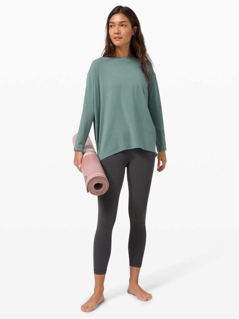 lululemon athletica Long Sleeve V-Neck Top in Olive Green - Picture 3 of 7